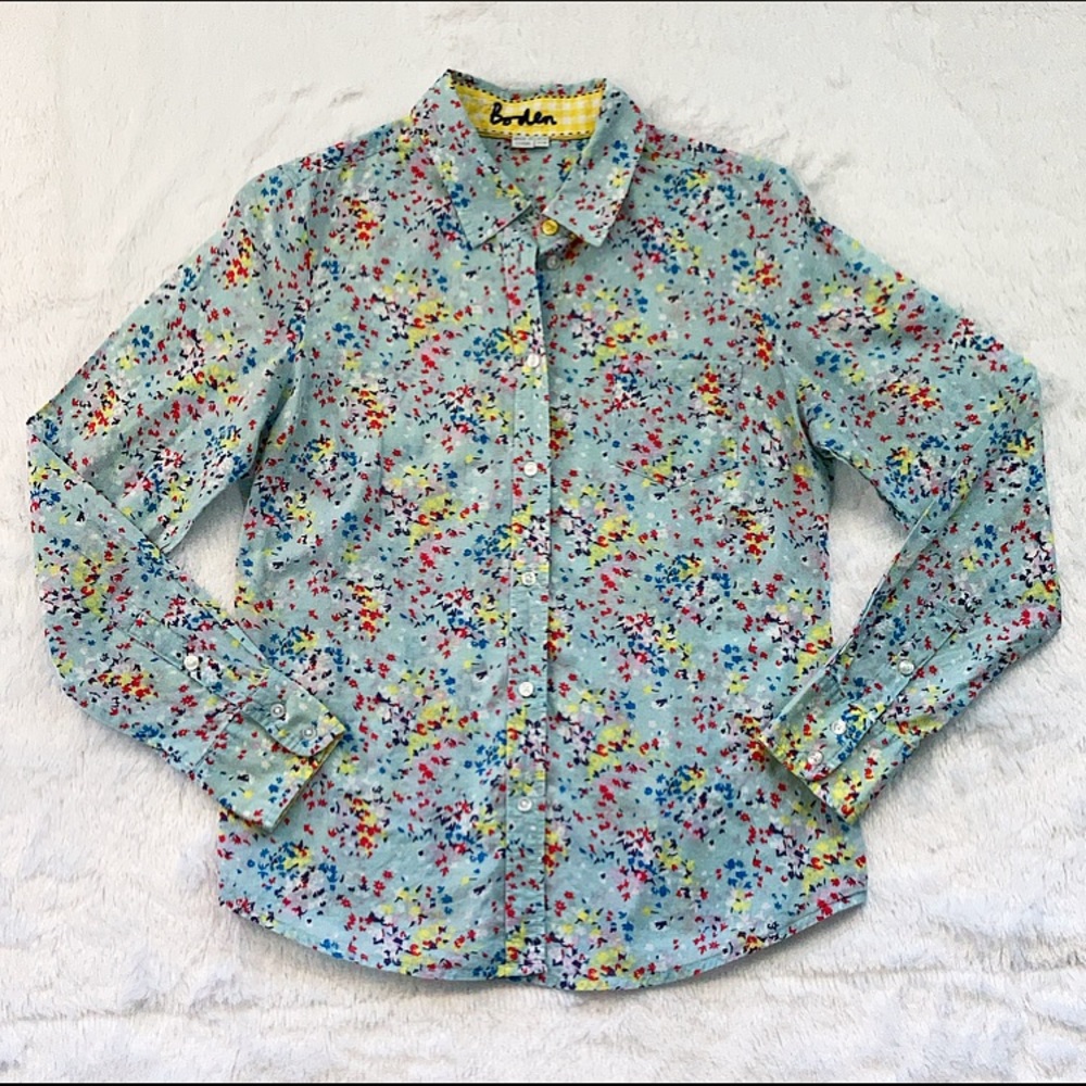 NWOT Light Blue Boden Floral Button Up